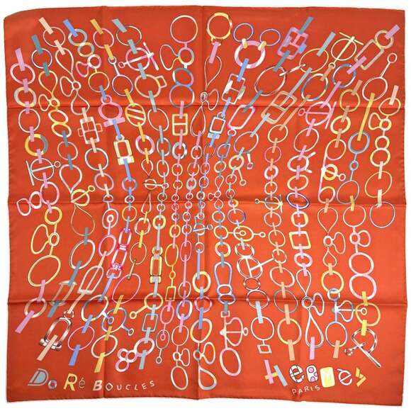 Hermes Accessories - HERMES Orange Silk Scarf